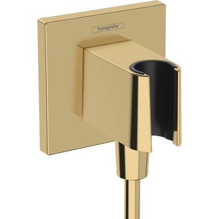 Hansgrohe FixFit E przyłącze kątowe kwadratowe z uchwytem na słuchawkę, złoty optyczny polerowany - 26889990