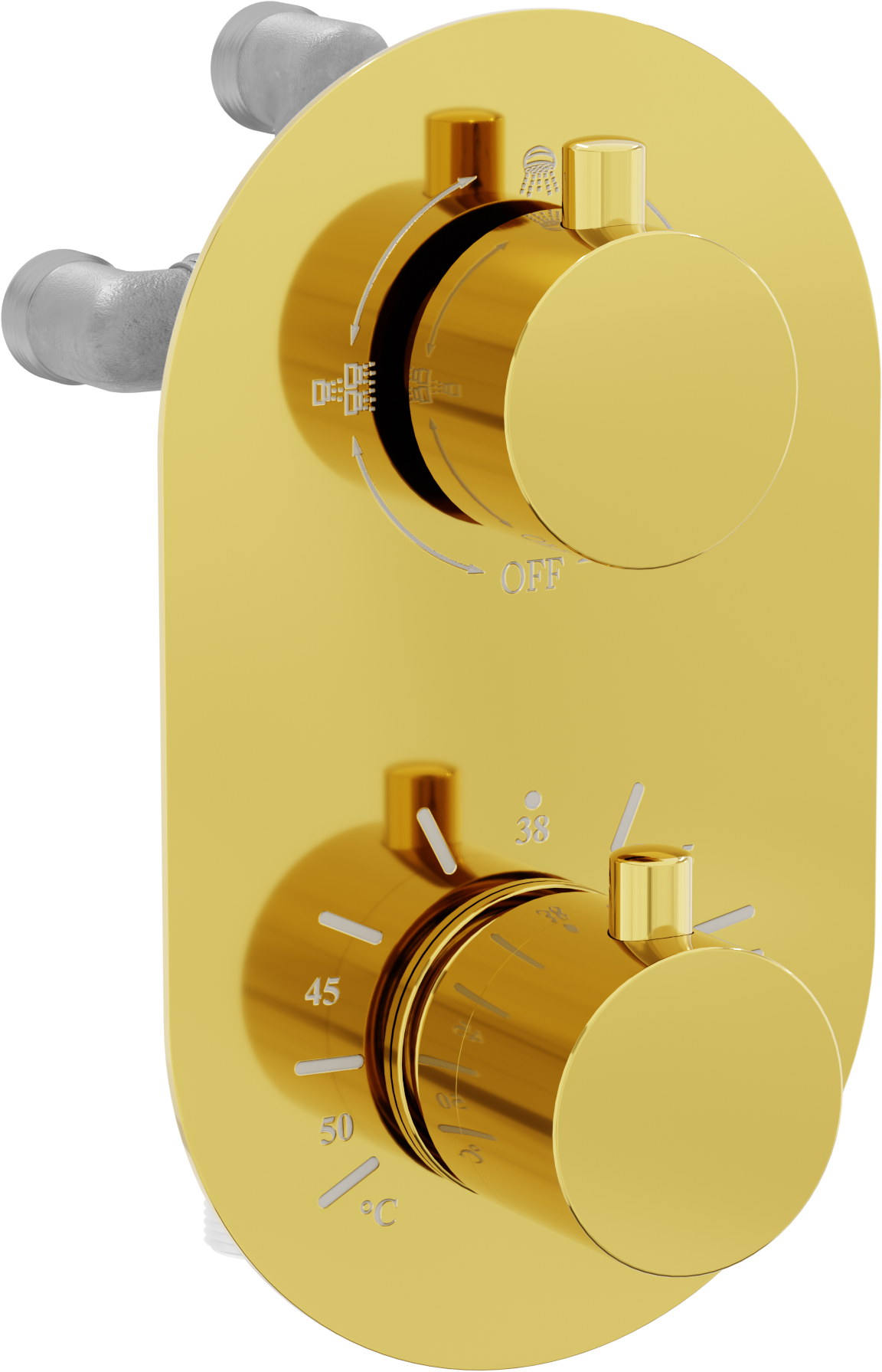 Mexen Kai termostatyczna bateria wannowo-prysznicowa 3-wyjściowa, złota - 77602-50
