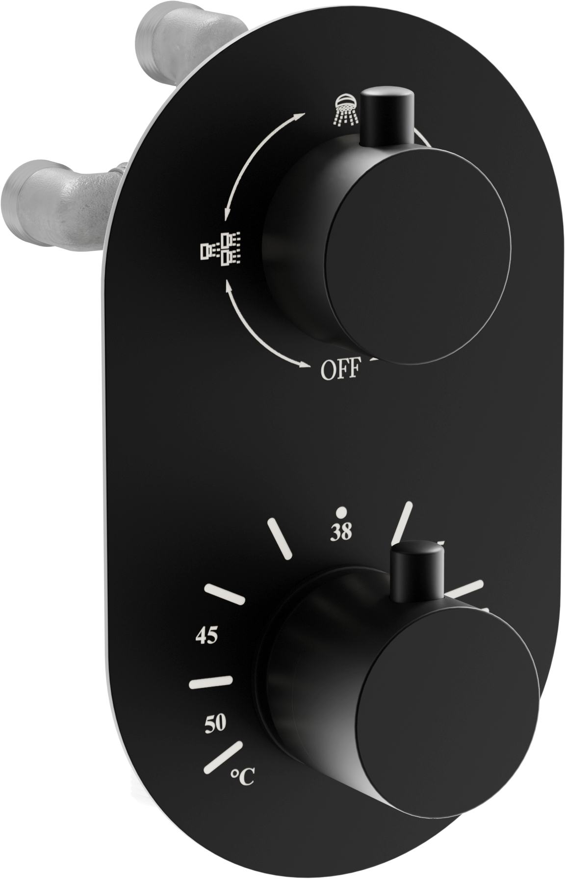 Mexen Kai termostatyczna bateria wannowo-prysznicowa 3-wyjściowa, czarna - 77602-70