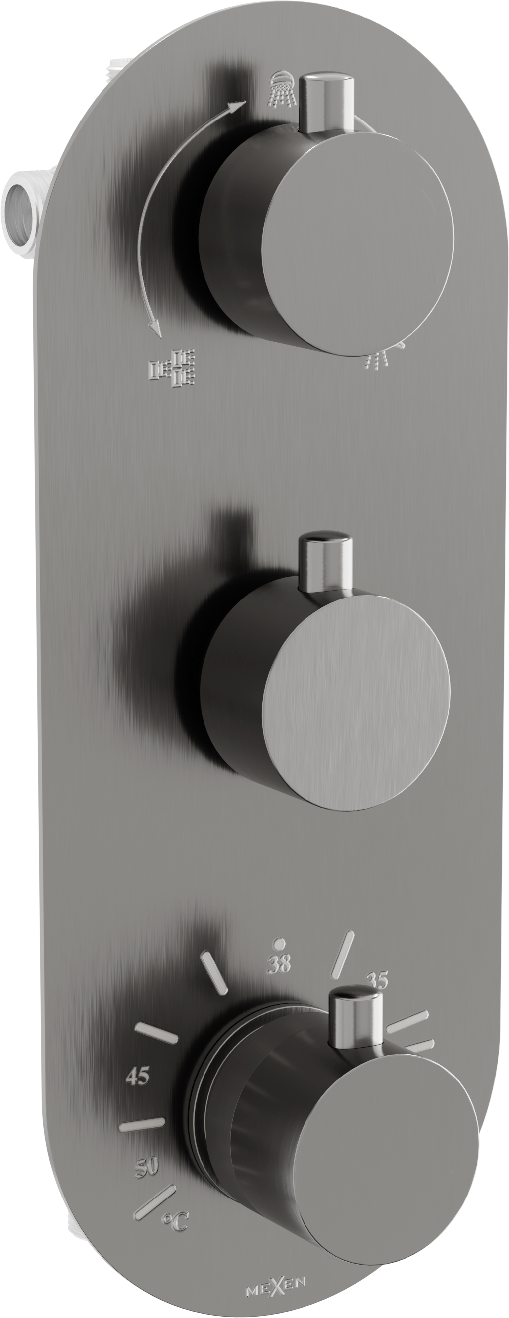 Mexen Kai termostatyczna bateria wannowo-prysznicowa 3-wyjściowa, grafit - 77603-66