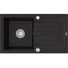 Mexen Pablo zlewozmywak granitowy 1-komorowy z ociekaczem 752 x 436 mm, czarny/złoty metalik, syfon chrom  - 6510751010-75