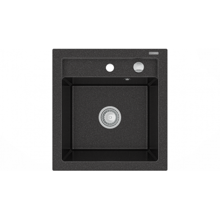 Mexen Vito zlewozmywak granitowy 1-komorowy 520 x 490 mm, czarny nakrapiany, syfon chrom - 6503521000-76