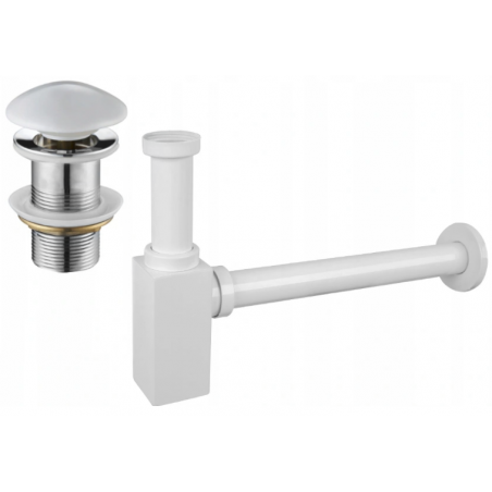 Mexen półsyfon umywalkowy kwadratowy z korkiem ceramicznym klik-klak, bez przelewu, biały - 7991060-25