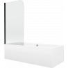 Mexen Cube wanna prostokątna 180 x 80 cm z obudową i parawanem 1-skrzydłowym 70 cm, transparent, czarny - 550518080X9007017000