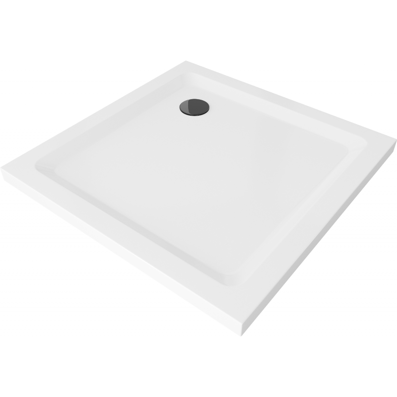 Mexen Flat brodzik kwadratowy slim 90 x 90 cm, biały, syfon czarny - 40109090B