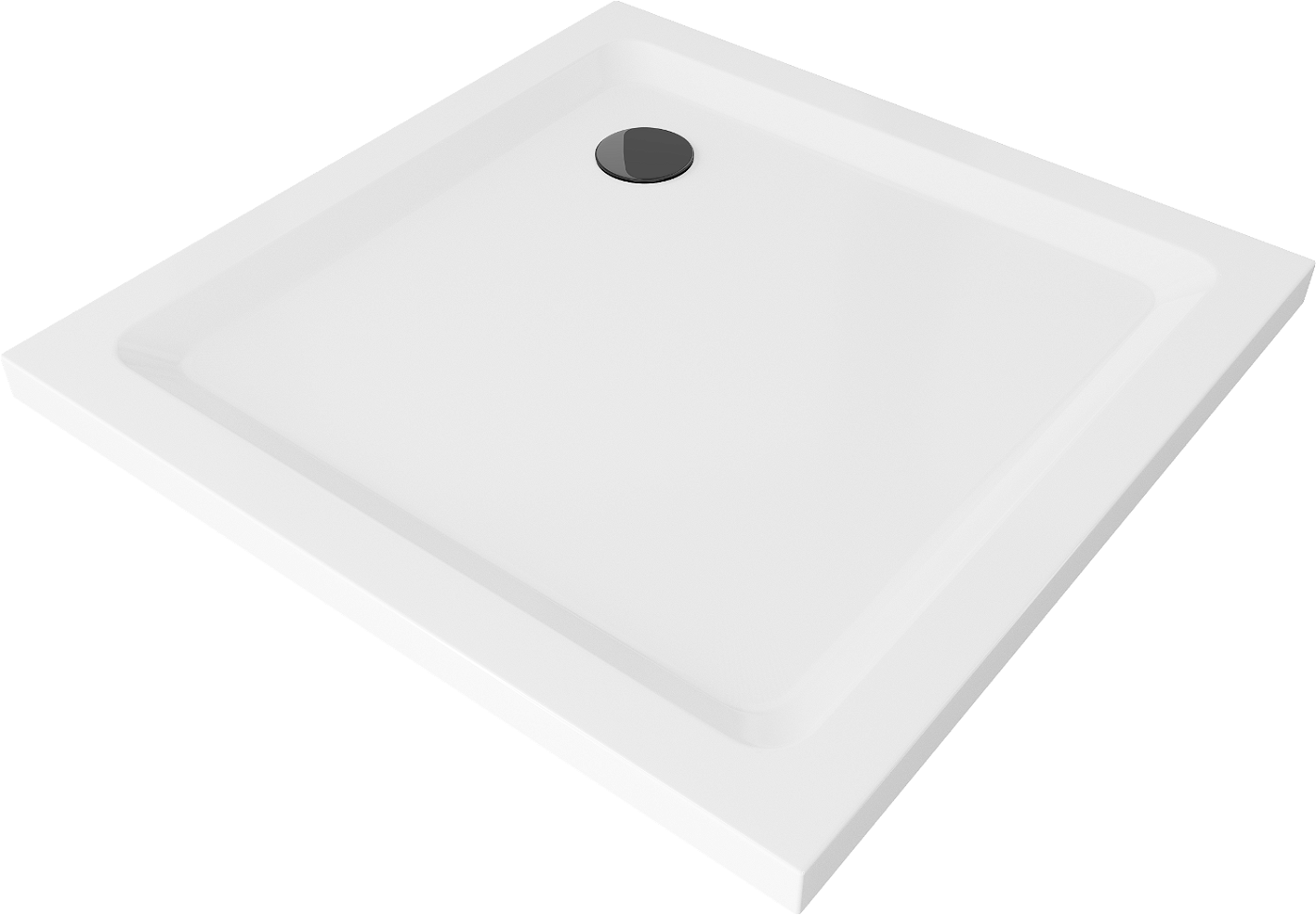 Mexen Flat brodzik kwadratowy slim 80 x 80 cm, biały, syfon czarny - 40108080B