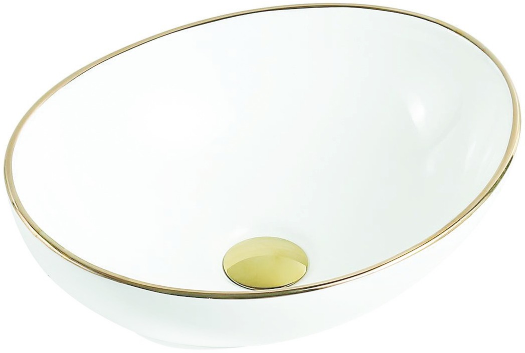 Mexen Elza umywalka nablatowa 40 x 33 cm, biała/złota - 21014005