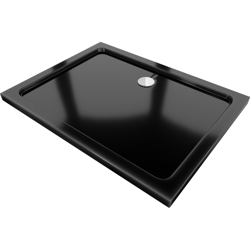 Mexen Flat brodzik prostokątny slim 110 x 70 cm, czarny, syfon chrom - 40707011