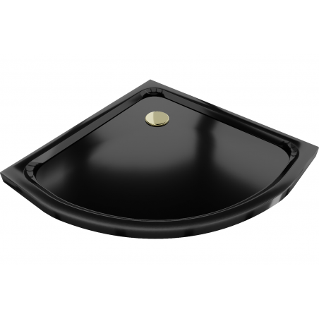 Mexen Flat brodzik półokrągły slim 100 x 100 cm, czarny, syfon złoty - 41701010G