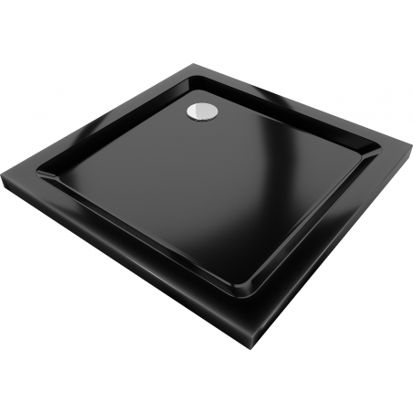 Mexen Flat brodzik kwadratowy slim 100 x 100 cm, czarny, syfon chrom - 40701010