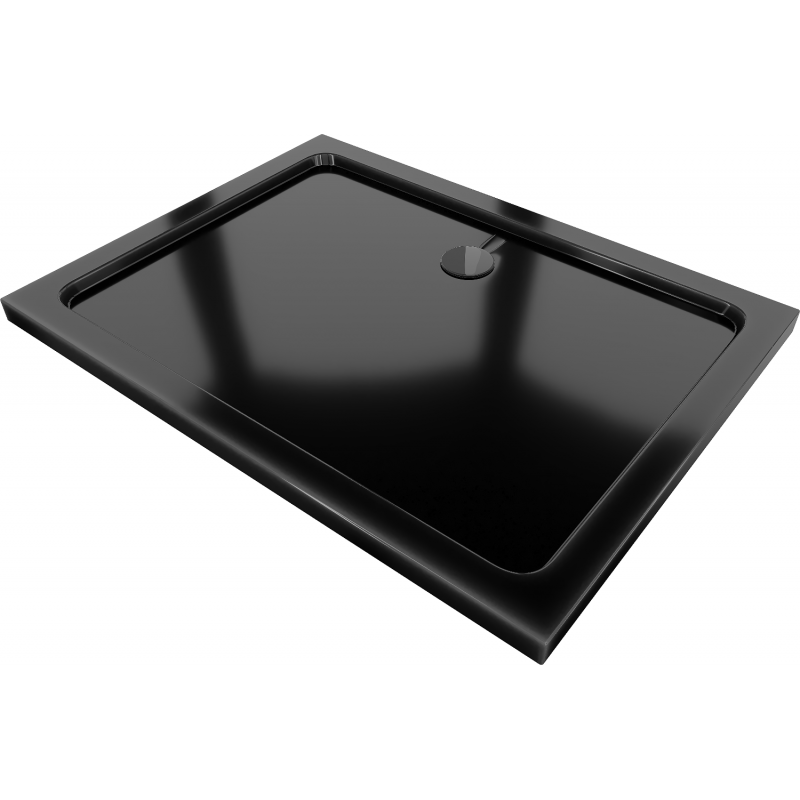 Mexen Flat brodzik prostokątny slim 130 x 100 cm, czarny, syfon czarny - 40701013B