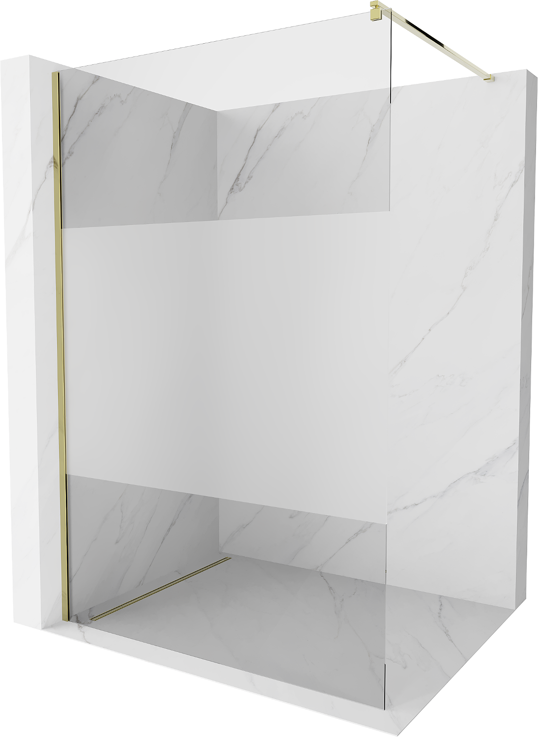 Mexen Kioto ścianka prysznicowa 80 x 200 cm, transparent/szron 8 mm, złota - 800-080-101-50-35