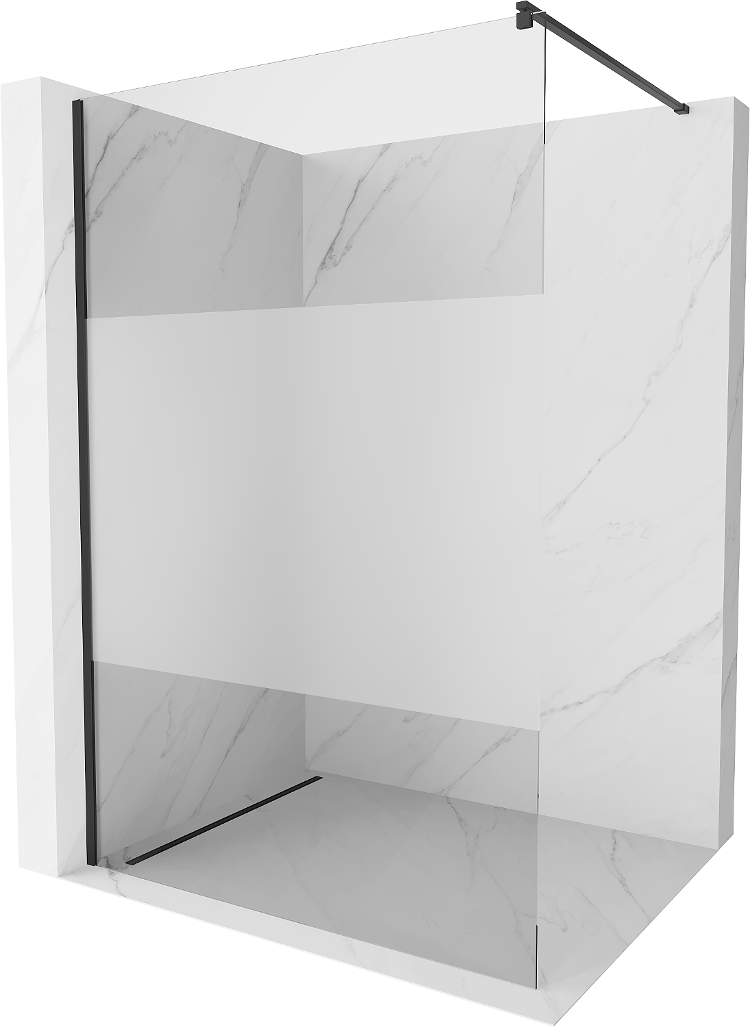 Mexen Kioto ścianka prysznicowa 110 x 200 cm, transparent/szron 8 mm, czarna - 800-110-101-70-35