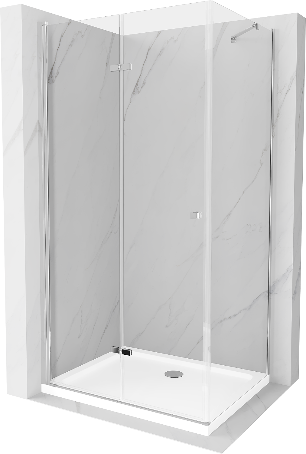Mexen Lima kabina prysznicowa składana 70 x 100 cm, transparent, chrom + brodzik Flat - 856-070-100-01-00-4010