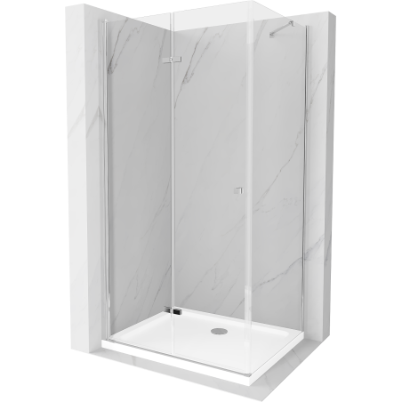 Mexen Lima kabina prysznicowa składana 90 x 80 cm, transparent, chrom + brodzik Flat - 856-090-080-01-00-4010