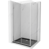 Mexen Lima kabina prysznicowa składana 100 x 90 cm, transparent, chrom + brodzik Flat, czarny - 856-100-090-01-00-4070
