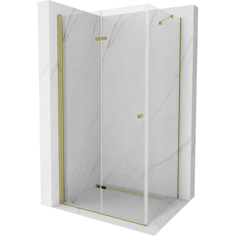 Mexen Lima kabina prysznicowa składana 70 x 90 cm, transparent, złota - 856-070-090-50-00