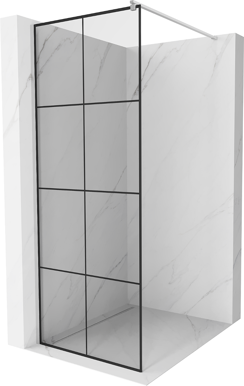Mexen Kioto ścianka prysznicowa 90 x 200 cm, transparent/czarny wzór 8 mm, chrom - 800-090-101-01-77