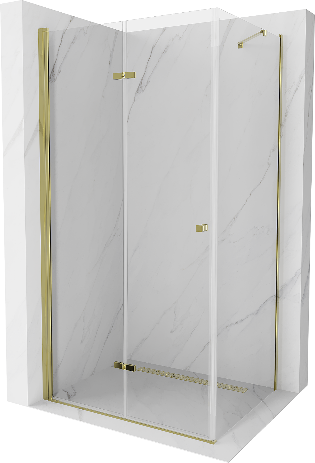 Mexen Lima kabina prysznicowa składana 90 x 100 cm, transparent, złota - 856-090-100-50-00
