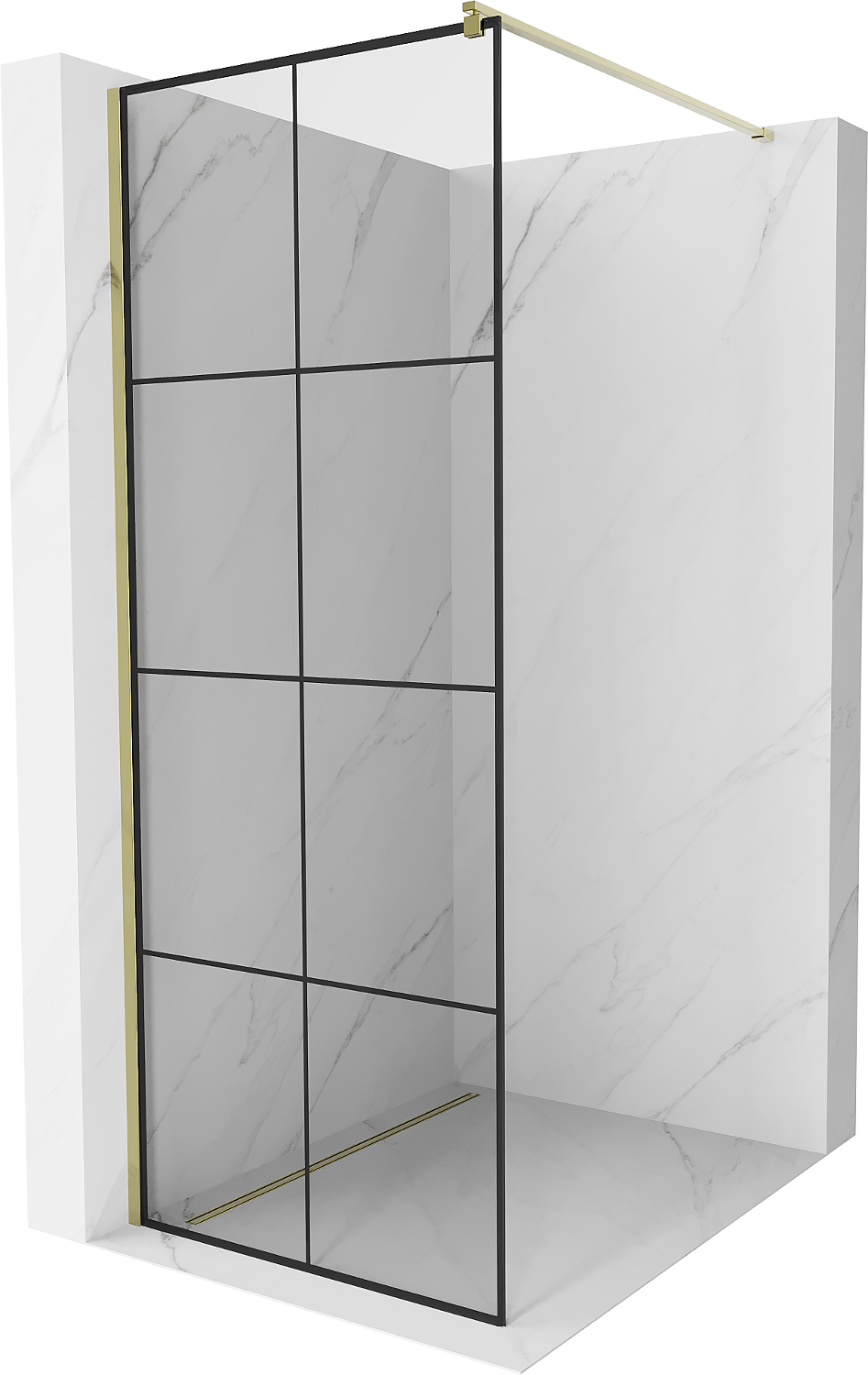 Mexen Kioto ścianka prysznicowa 90 x 200 cm, transparent/czarny wzór 8 mm, złota - 800-090-101-50-77