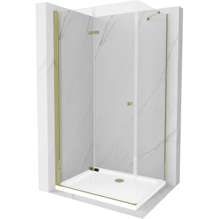 Mexen Lima kabina prysznicowa składana 70 x 90 cm, transparent, złota + brodzik Flat - 856-070-090-50-00-4010