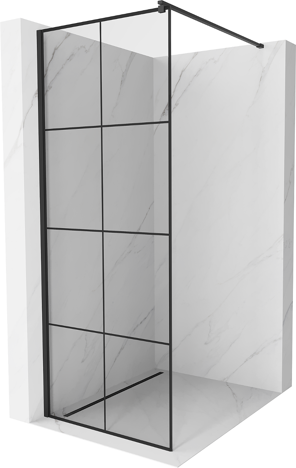 Mexen Kioto ścianka prysznicowa 90 x 200 cm, transparent/czarny wzór 8 mm, czarna - 800-090-101-70-77