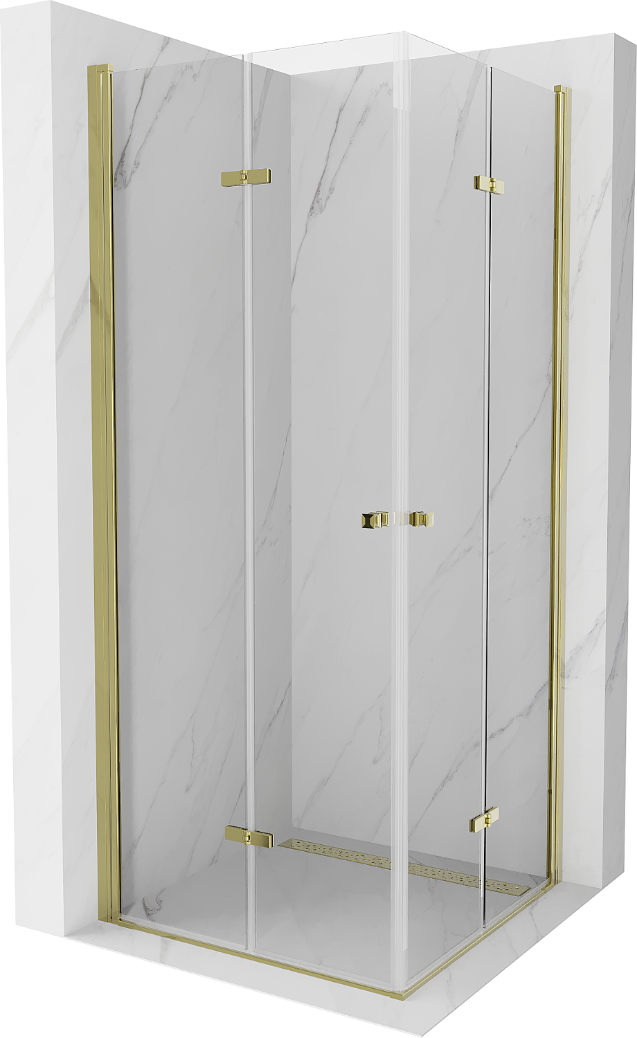 Mexen Lima Duo kabina prysznicowa składana 70 x 70 cm, transparent, złota - 856-070-070-50-00-02