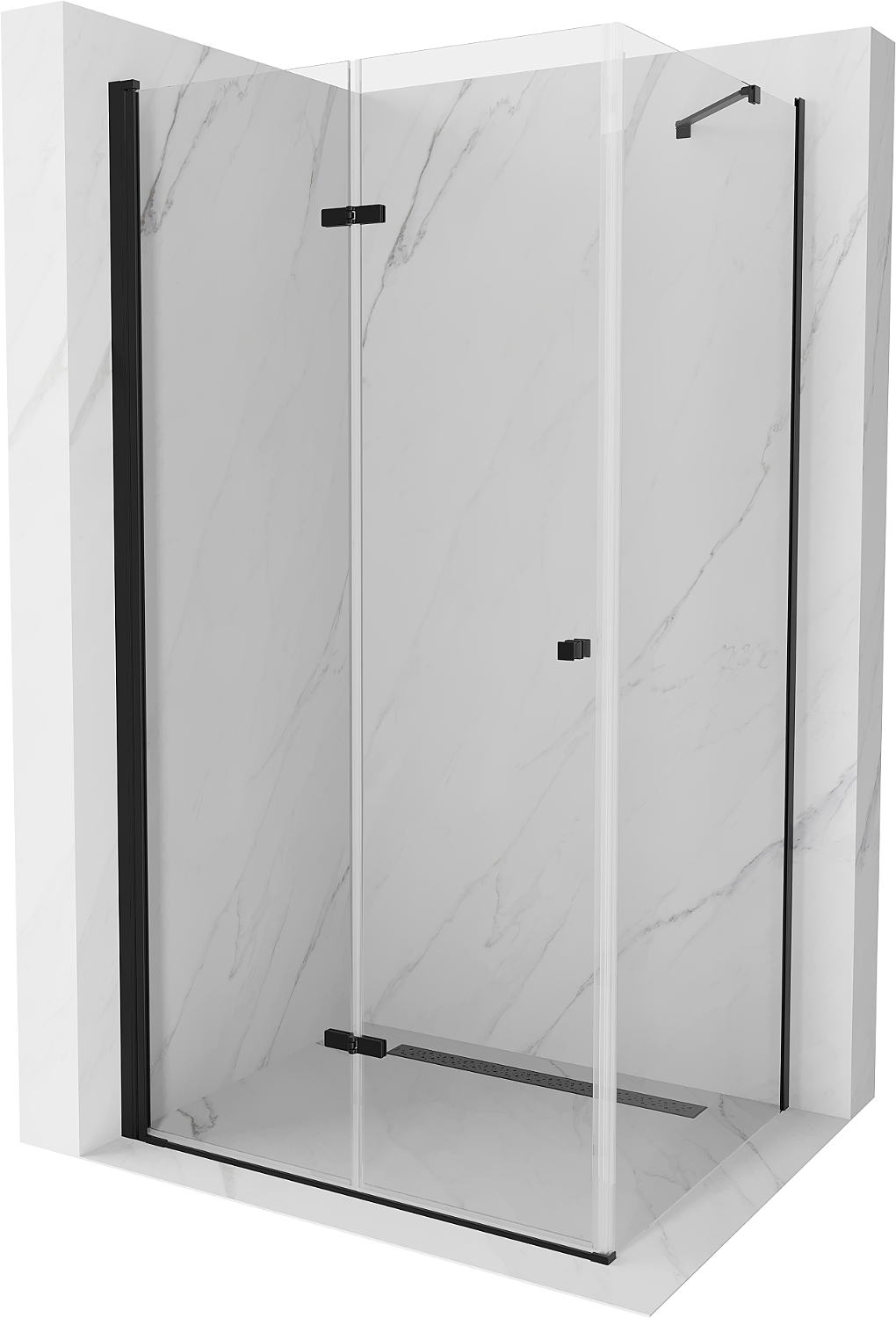 Mexen Lima kabina prysznicowa składana 100 x 80 cm, transparent, czarna - 856-100-080-70-00