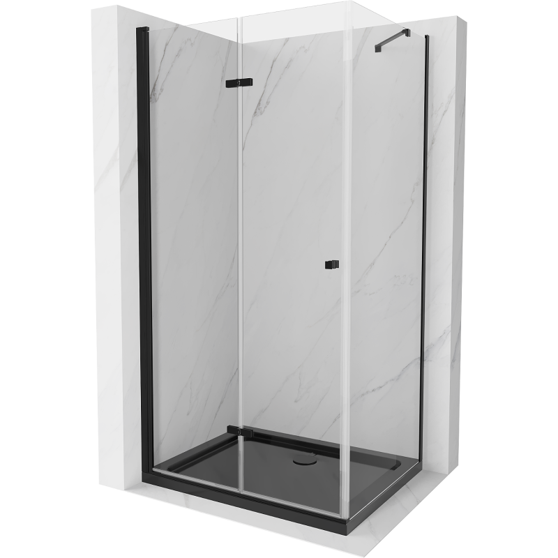 Mexen Lima kabina prysznicowa składana 80 x 100 cm, transparent, czarna + brodzik Flat, czarny - 856-080-100-70-00-4070B
