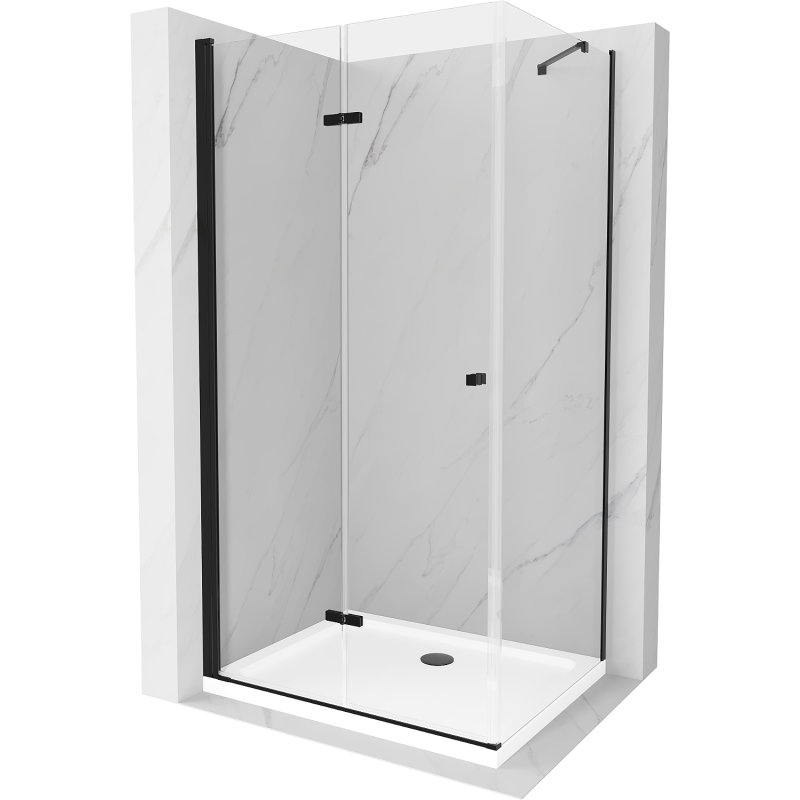 Mexen Lima kabina prysznicowa składana 80 x 110 cm, transparent, czarna + brodzik Flat, biały - 856-080-110-70-00-4010B