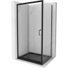 Mexen Apia kabina prysznicowa rozsuwana 130 x 90 cm, transparent, czarna + brodzik Flat, czarny - 840-130-090-70-00-4070B