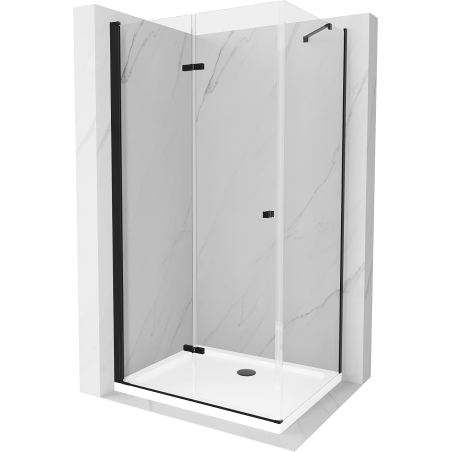 Mexen Lima kabina prysznicowa składana 90 x 120 cm, transparent, czarna + brodzik Flat, biały - 856-090-120-70-00-4010B