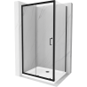 Mexen Apia kabina prysznicowa rozsuwana 130 x 70 cm, transparent, czarna + brodzik Flat, biały- 840-130-070-70-00-4010B