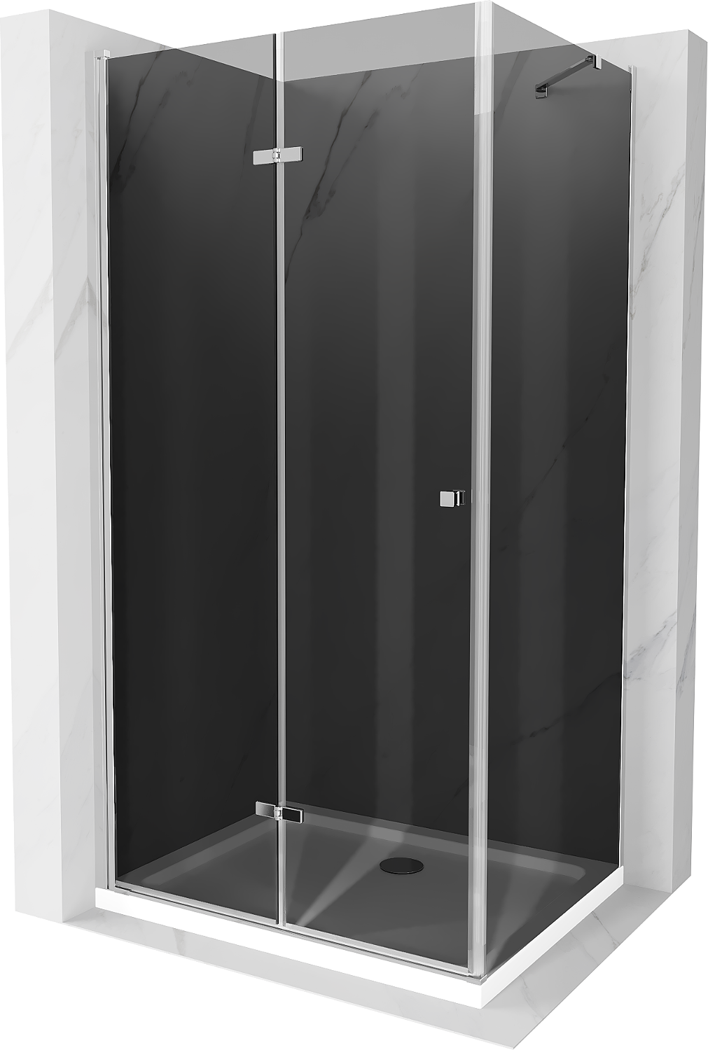 Mexen Lima kabina prysznicowa składana 80 x 110 cm, grafit, chrom + brodzik Flat, biały - 856-080-110-01-40-4010
