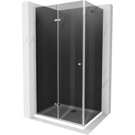 Mexen Lima kabina prysznicowa składana 90 x 80 cm, grafit, chrom + brodzik Flat, biały - 856-090-080-01-40-4010