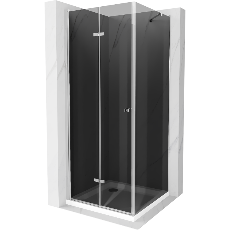Mexen Lima kabina prysznicowa składana 100 x 100 cm, grafit, chrom + brodzik Flat, biały - 856-100-100-01-40-4010