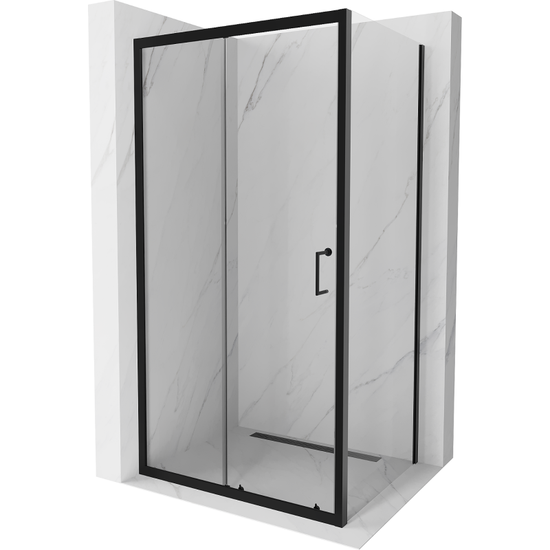 Mexen Apia kabina prysznicowa rozsuwana 125 x 70 cm, transparent, czarna - 840-125-070-70-00