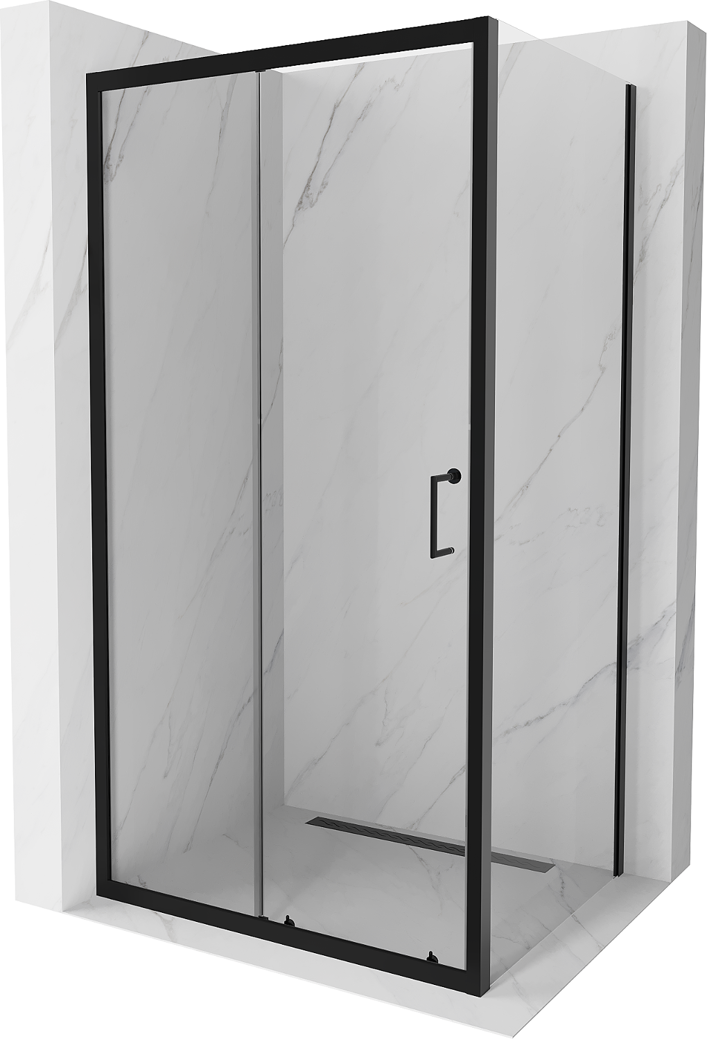 Mexen Apia kabina prysznicowa rozsuwana 95 x 70 cm, transparent, czarna - 840-095-070-70-00