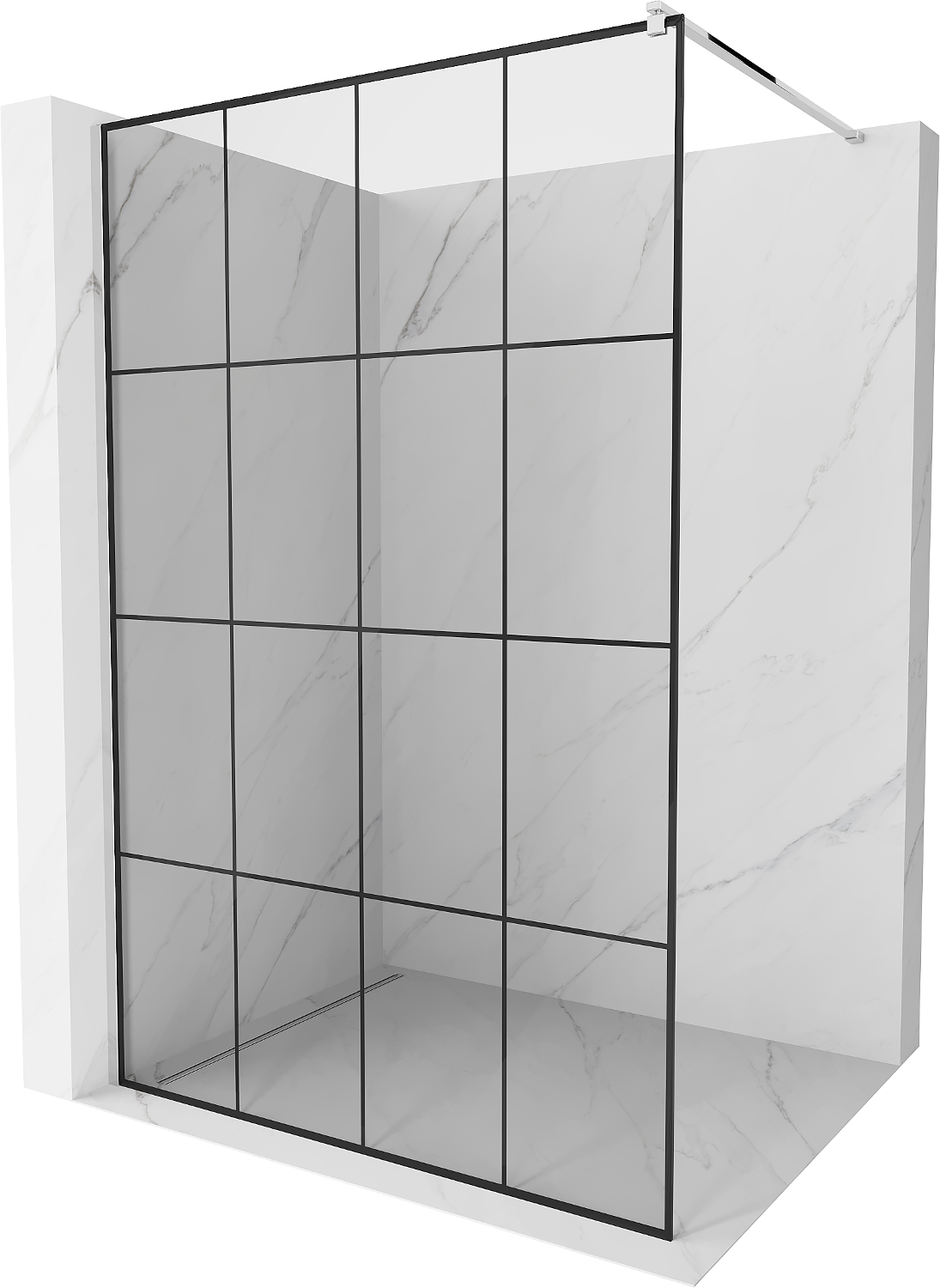Mexen Kioto ścianka prysznicowa 130 x 200 cm, transparent/czarny wzór 8 mm, chrom - 800-130-101-01-77