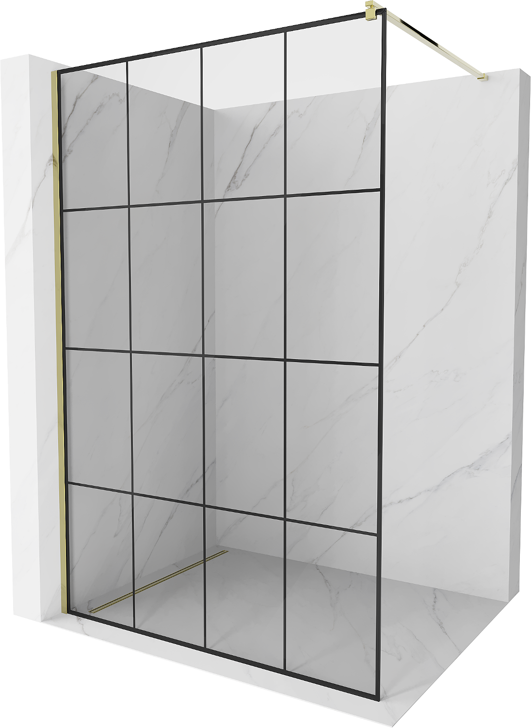 Mexen Kioto ścianka prysznicowa 140 x 200 cm, transparent/czarny wzór 8 mm, złota - 800-140-101-50-77