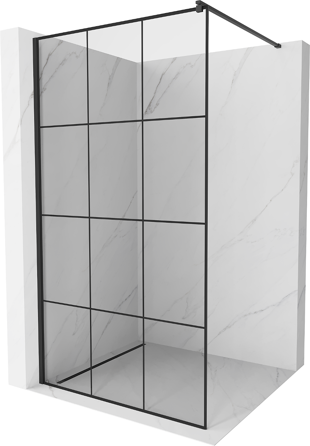 Mexen Kioto ścianka prysznicowa 120 x 200 cm, transparent/czarny wzór 8 mm, czarna - 800-120-101-70-77
