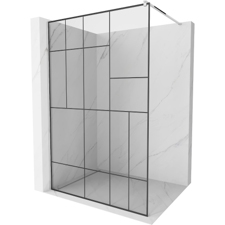 Mexen Kioto ścianka prysznicowa 110 x 200 cm, transparent/czarny wzór 8 mm, chrom - 800-110-101-01-78