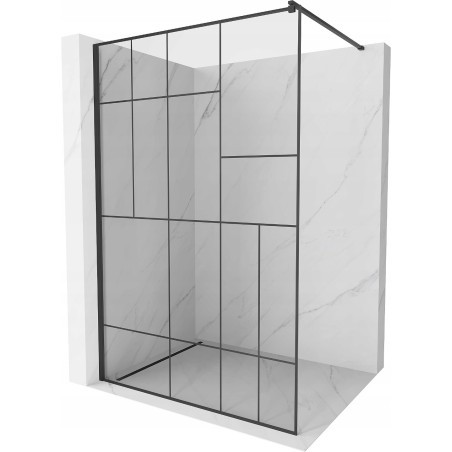 Mexen Kioto ścianka prysznicowa 80 x 200 cm, transparent/czarny wzór 8 mm, czarna - 800-080-101-70-78