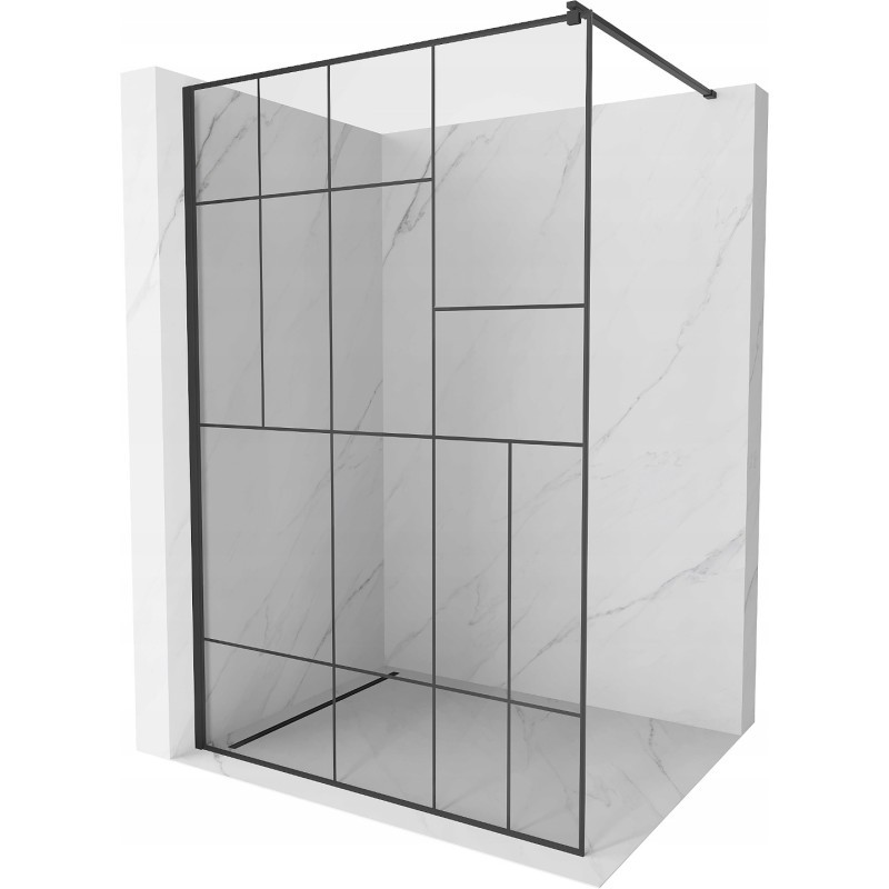 Mexen Kioto ścianka prysznicowa 90 x 200 cm, transparent/czarny wzór 8 mm, czarna - 800-090-101-70-78