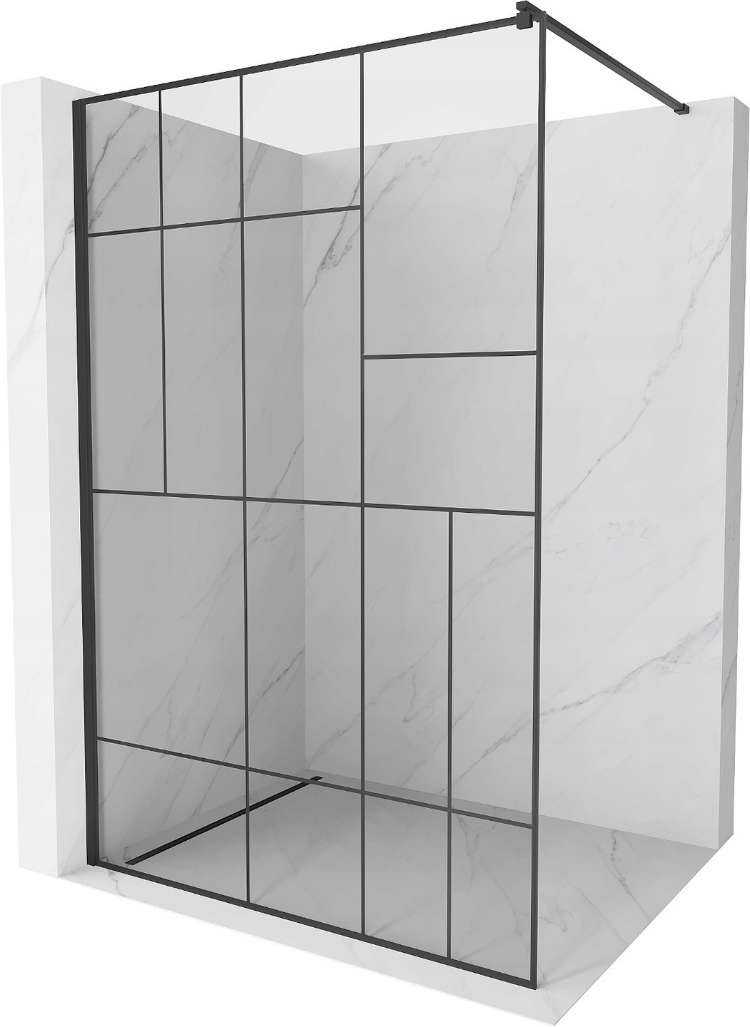 Mexen Kioto ścianka prysznicowa 90 x 200 cm, transparent/czarny wzór 8 mm, czarna - 800-090-101-70-78