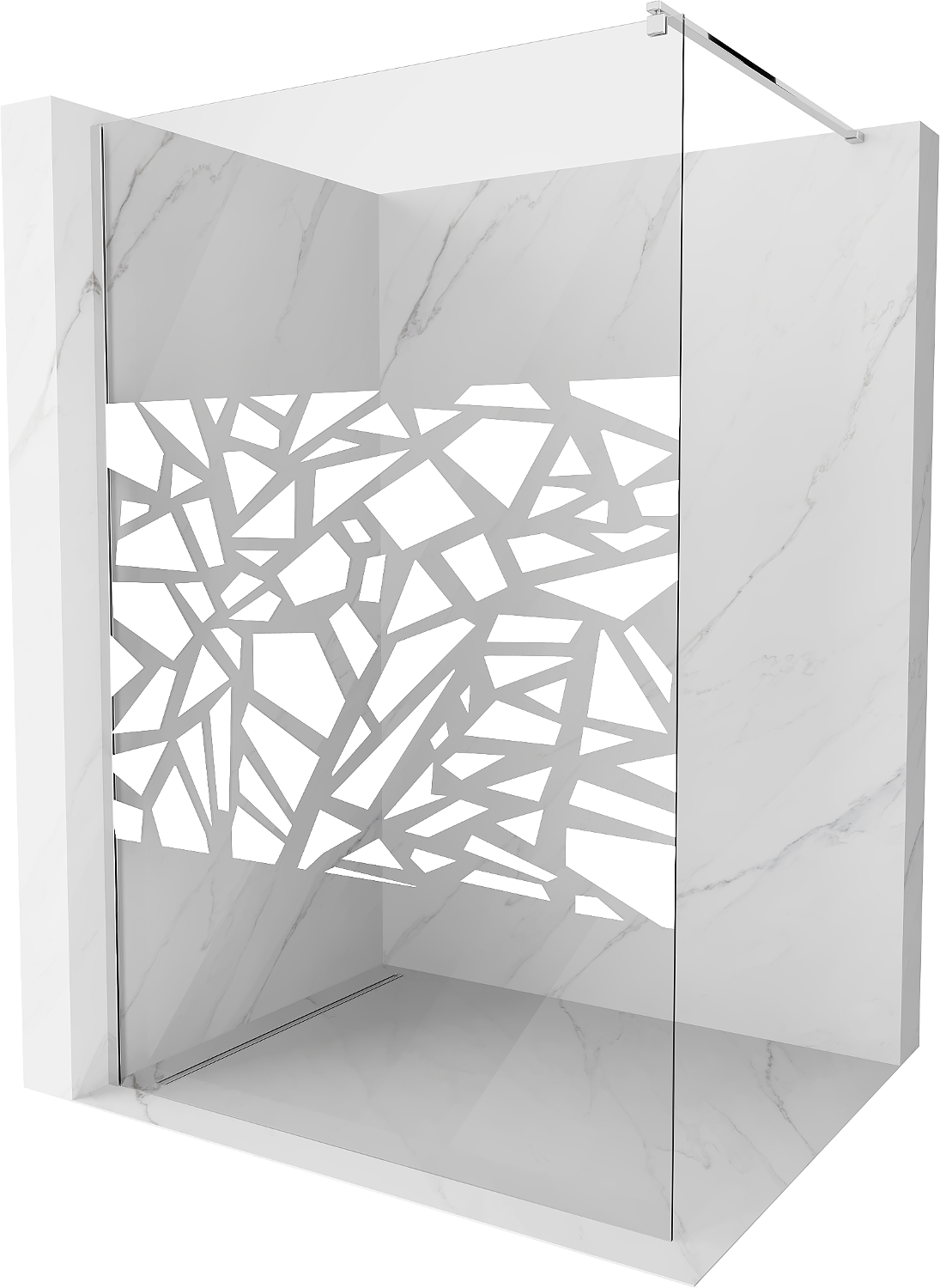 Mexen Kioto ścianka prysznicowa 130 x 200 cm, transparent/biały wzór 8 mm, chrom - 800-130-101-01-85