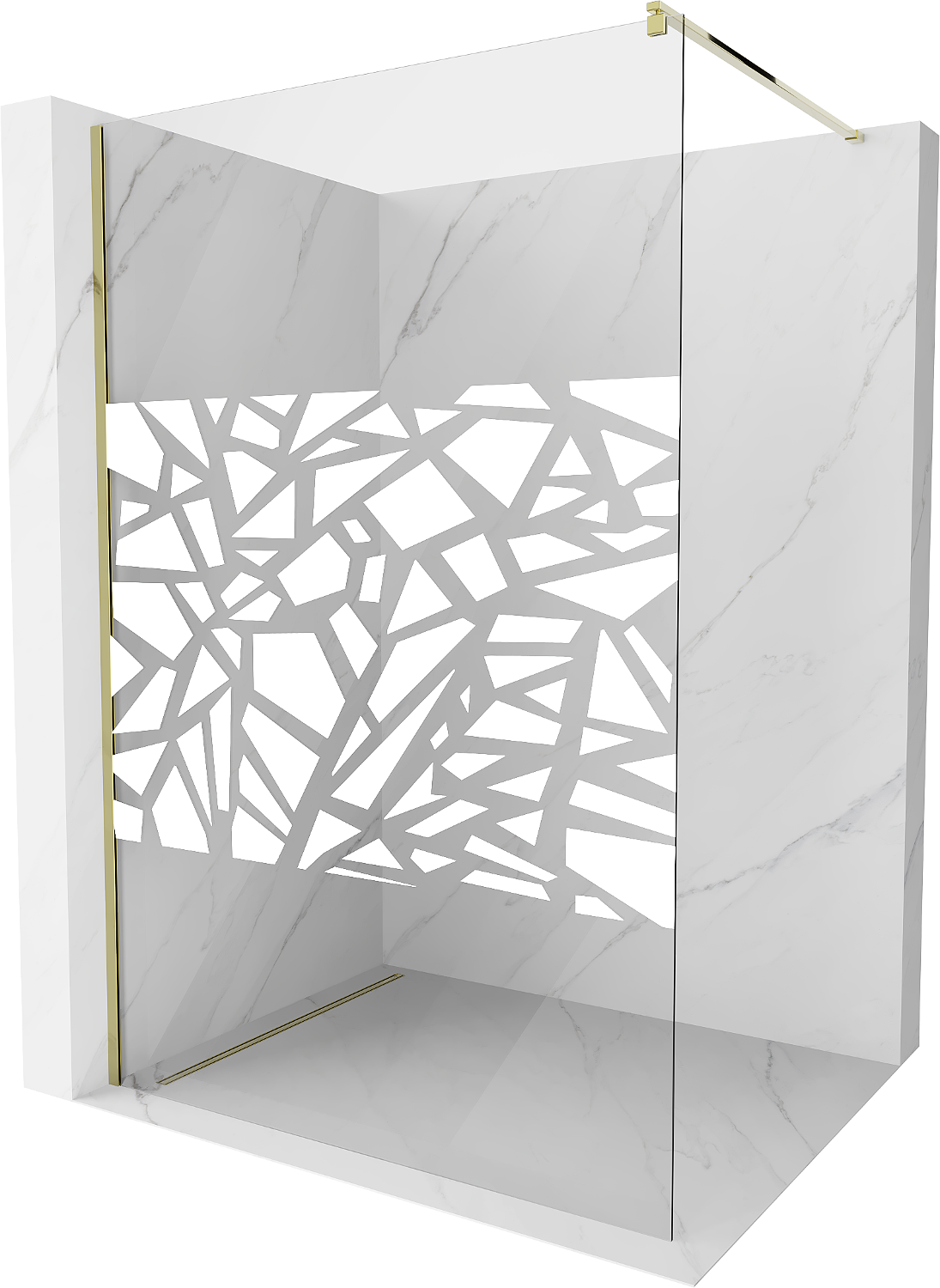 Mexen Kioto ścianka prysznicowa 80 x 200 cm, transparent/biały wzór 8 mm, złota - 800-080-101-50-85