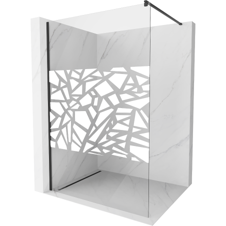 Mexen Kioto ścianka prysznicowa 80 x 200 cm, transparent/biały wzór 8 mm, czarna - 800-080-101-70-85
