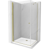 Mexen Pretoria kabina prysznicowa uchylna 80 x 100 cm, transparent, złota + brodzik Flat - 852-080-100-50-00-4010
