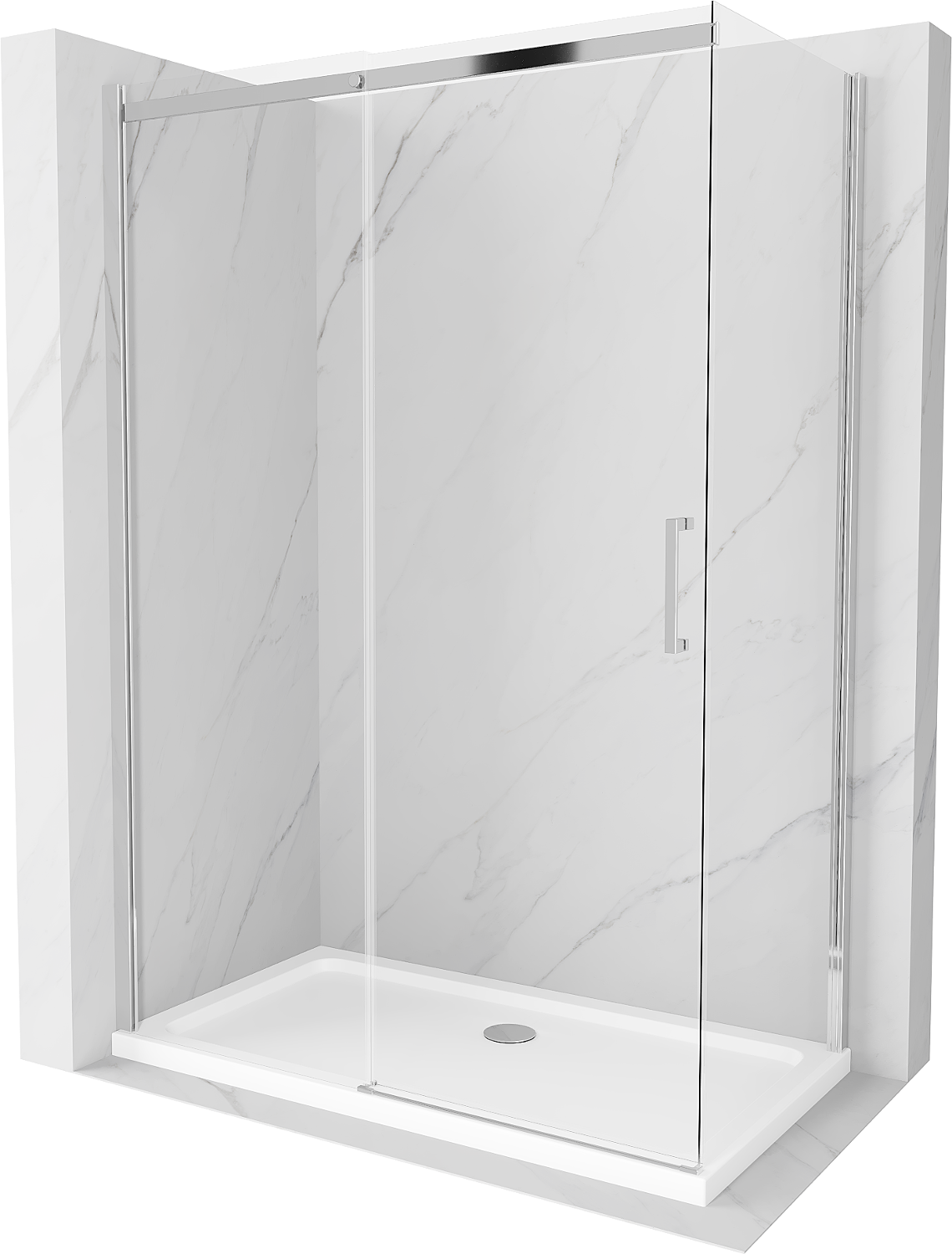 Mexen Omega kabina prysznicowa rozsuwana 130 x 70 cm, transparent, chrom + brodzik Flat - 825-130-070-01-00-4010